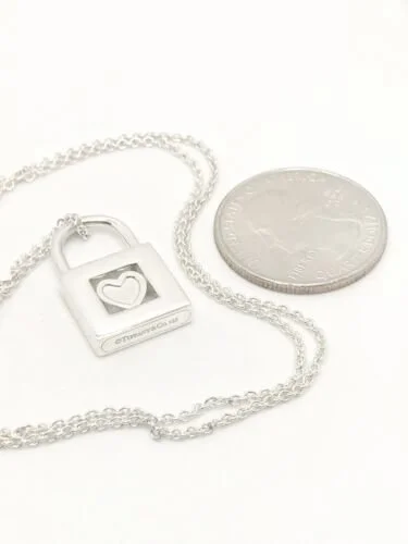 Tiffany & Co. Sterling Silver Padlock Heart Necklace 24